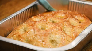 Baked Focaccia drizzled with oil